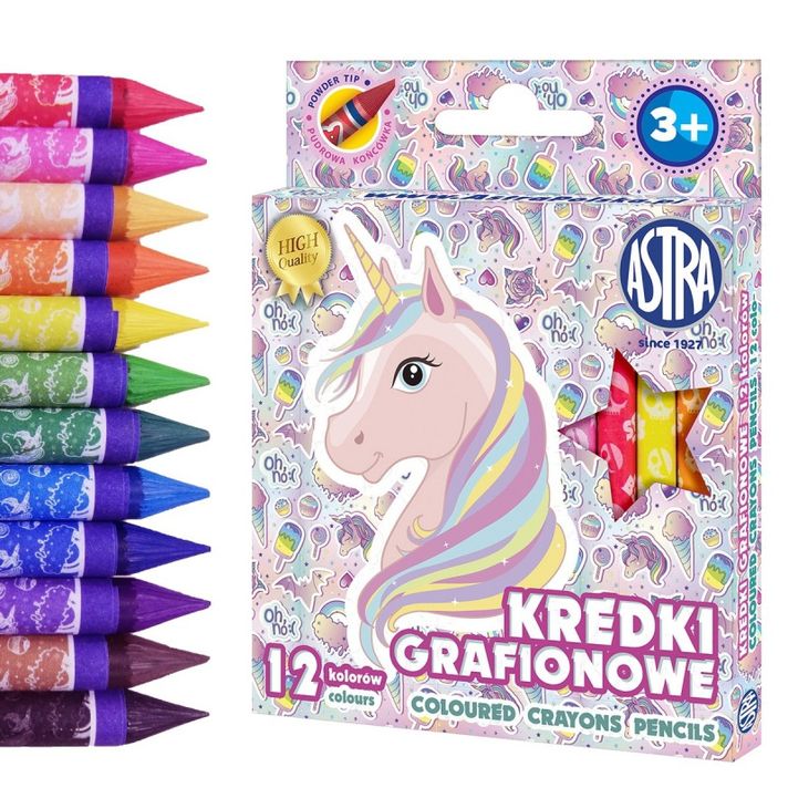 ASTRA - Detské grafitové farbičky bez dreva UNICORN, sada 12ks, 316121009