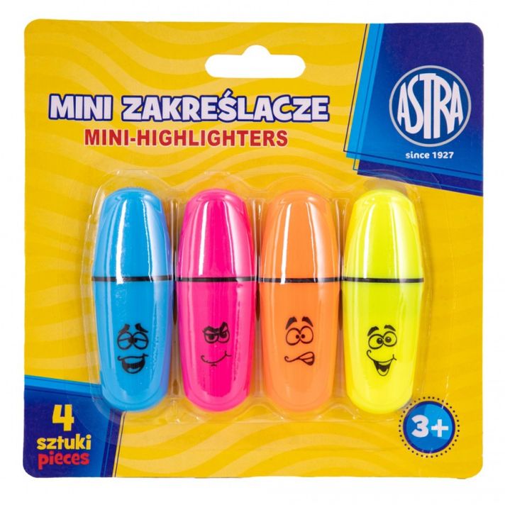 ASTRA - Sada mini zvýrazňovačov, 1-5mm, klinový hrot, 4ks, 317122005