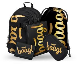BAAGL - SADA 5 Skate Gold: batoh, peračník, vrecko, dosky, peňaženka