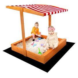 BABY MIX - Detské drevené pieskovisko so strieškou 120x120 cm červeno-biele