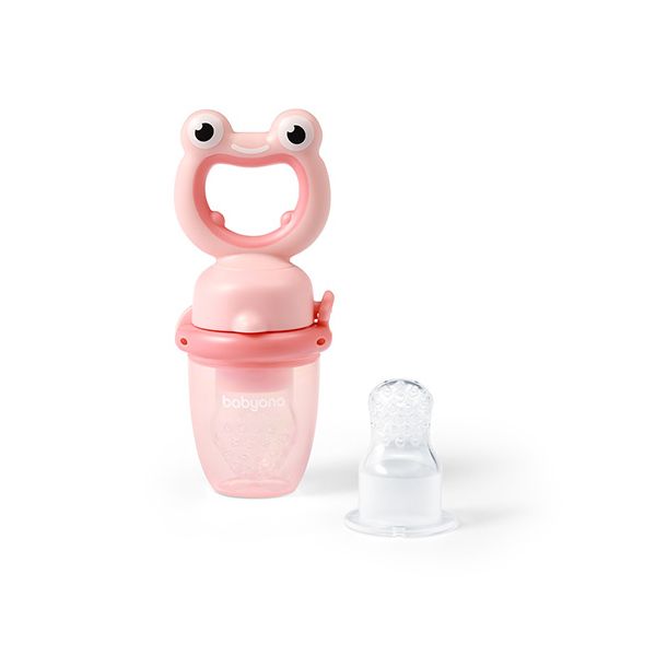 BABYONO - Cumlík silikónový na kŕmenie Frog pink 6m+