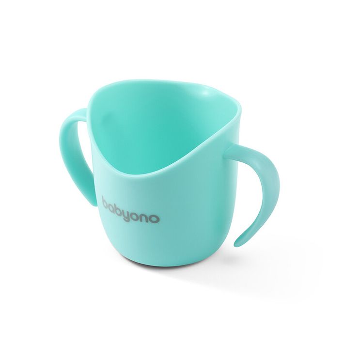 BABYONO - Hrnček ergonomický s uškami 120 ml mint 6m+