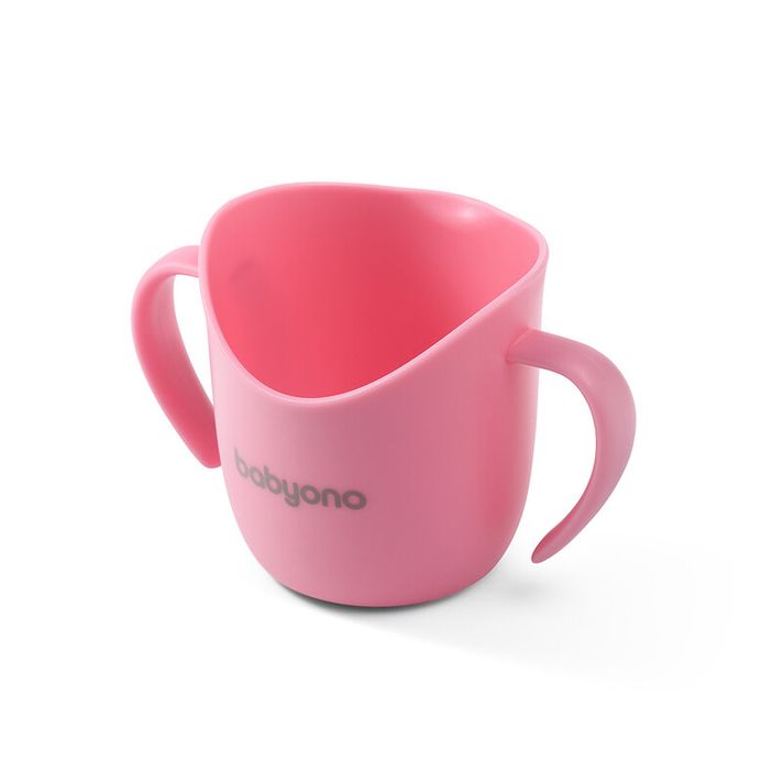 BABYONO - Hrnček ergonomický s uškami 120 ml ružový 6m+