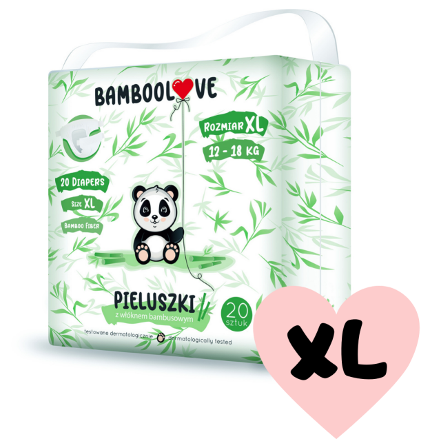 BAMBOOLOVE - Plienky jednorazové bambus veľ. XL 12-18 kg 20 ks