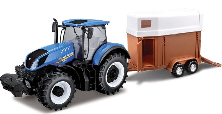 BBURAGO - 1:32 Farm Traktor New Holland s vlečkou pre kone