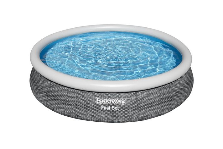 BESTWAY - Nafukovací bazén Fast Set šedý, kartušová filtrácia, 3,66m x 76cm