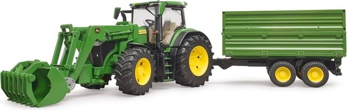 BRUDER - Traktor John Deere s predným nakladačom a sklápacím prívesom