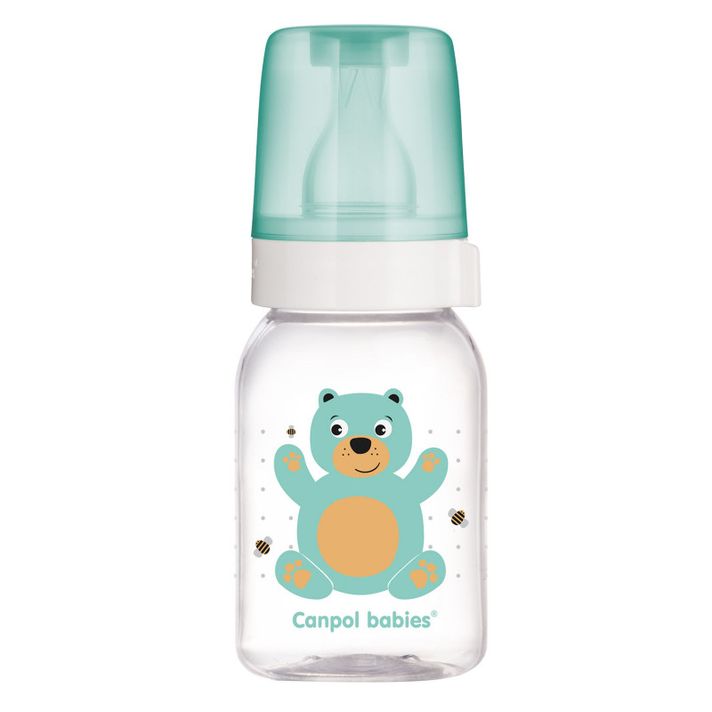 CANPOL BABIES - Fľaša s potlačou CUTE ANIMALS 120ml - zelená