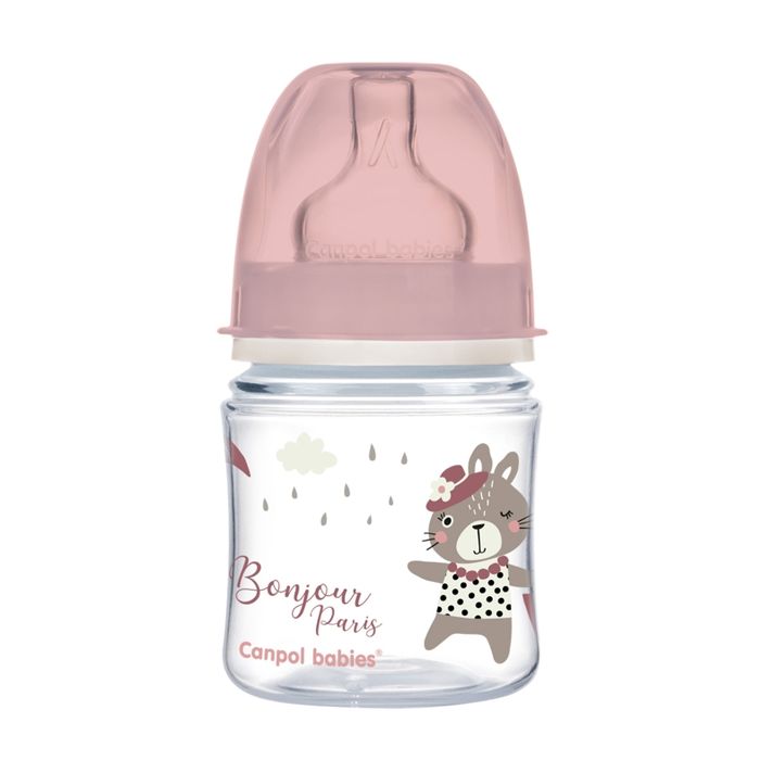 CANPOL BABIES - Fľaša so širokým hrdlom Bonjour Paris 120 ml ružová