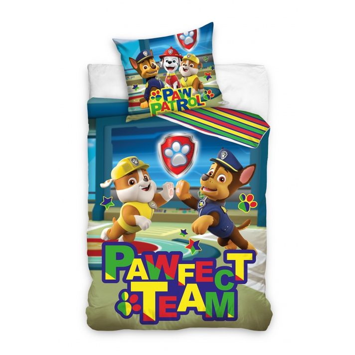 CARBOTEX - Obojstranné obliečky PAW PATROL Perfect Team, 140/200+70/90, PAW202027