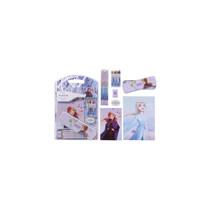 CERDÁ - Stationery set  DISNEY FROZEN 16ks / zápisníky, peračník, pastelky, voskovky,  2100003563