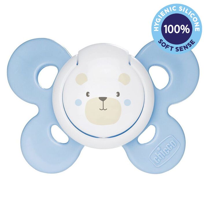 CHICCO - Cumlík Physio Comfort silikónový chlapec - macko 1 ks, 0-6 m