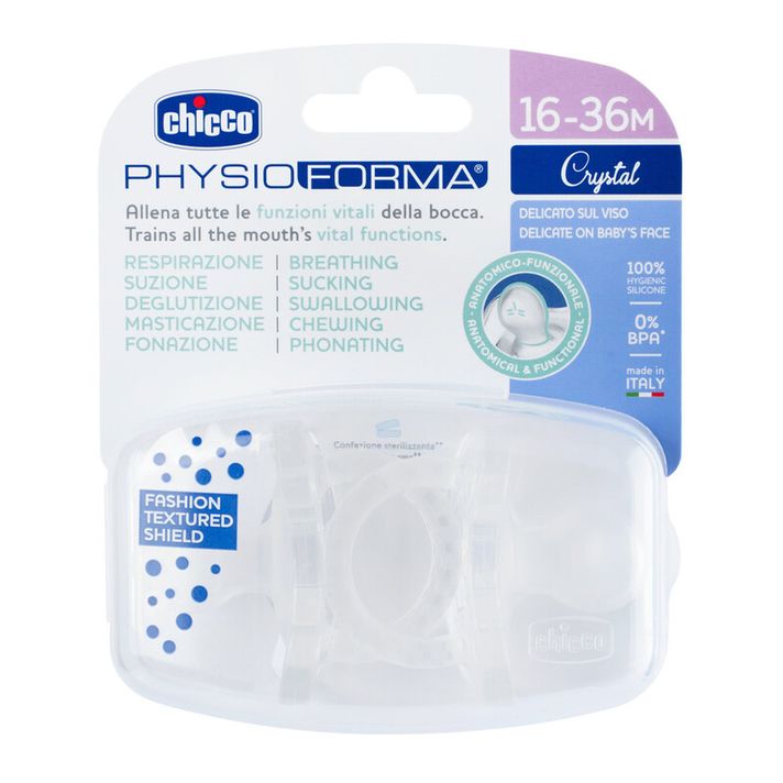 CHICCO - Cumlík Physio Luxe celosilikónový 16-36m crystal 2 ks