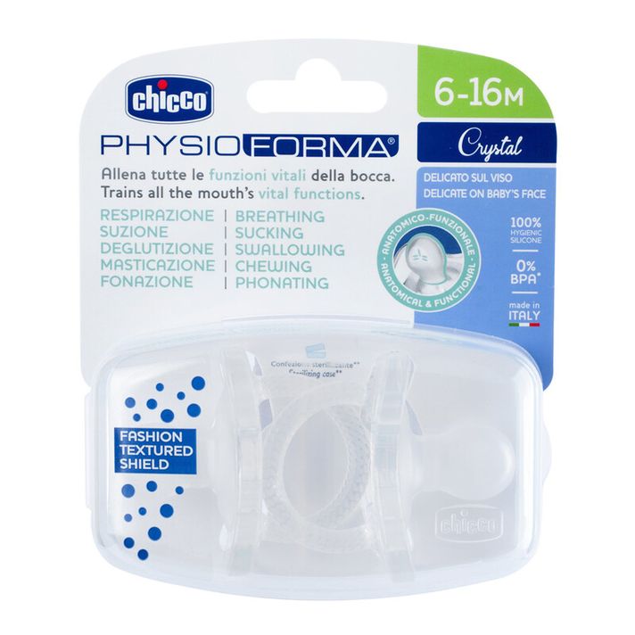 CHICCO - Cumlík Physio Luxe celosilikónový 6-12m crystal 2 ks