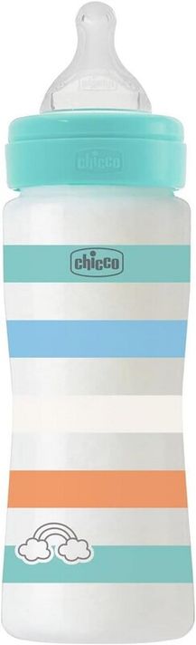 CHICCO - Fľaša dojčenská Well-being silikón 330ml chlapec