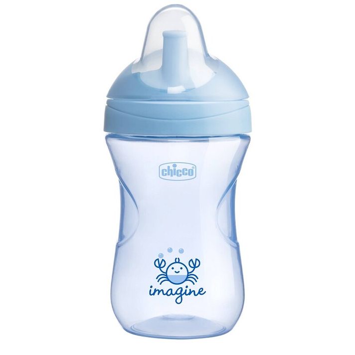 CHICCO - Hrnček Advanced so slamkovým náustkom 266 ml modrý 12m+