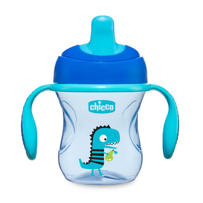 CHICCO - Hrnček Chicco Trénujeme s držadlami 200 ml, modrý 6m+