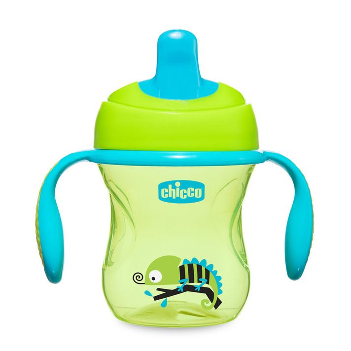 CHICCO - Hrnček Chicco Trénujeme s držadlami 200 ml, zelený 6m+