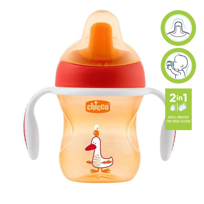 CHICCO - Hrnček Training s držadlami 200 ml, červený  6 m+