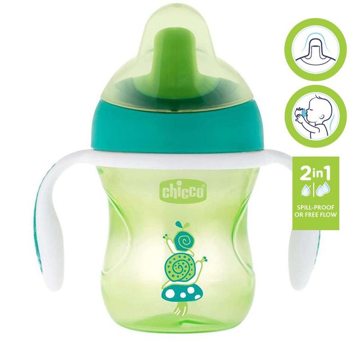 CHICCO - Hrnček Training s držadlami 200 ml, svetlozelený 6 m+