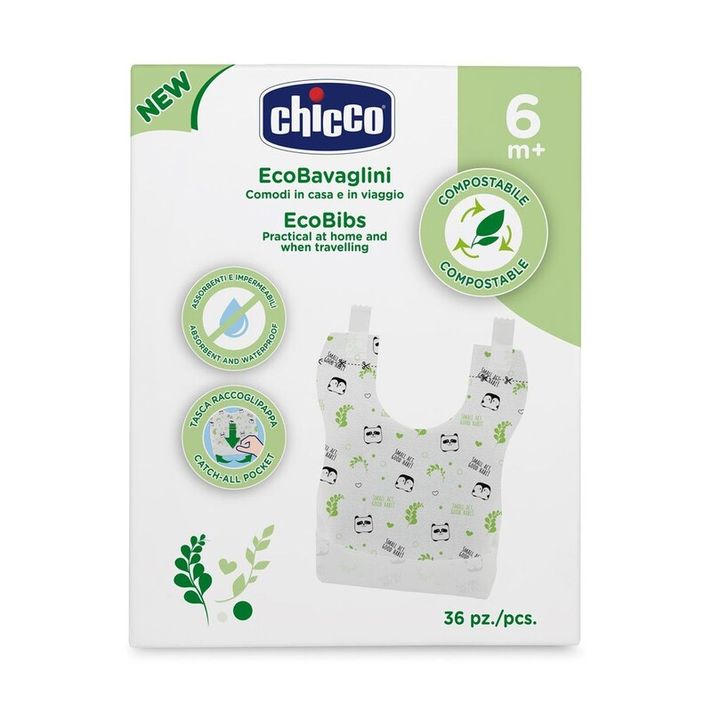 CHICCO - Jednorázové kompostovateľné podbradníky 36 ks