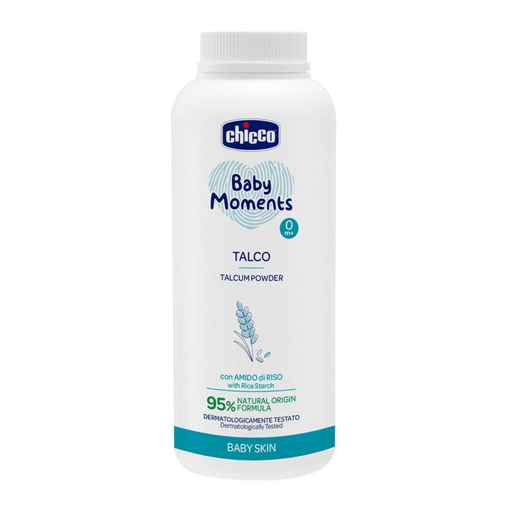 CHICCO - Púder detský Baby Moments s ryžovým škrobom 95 % prírodných zložiek 150 g