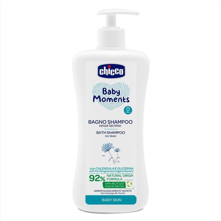 CHICCO - Šampón na vlasy a telo s dávkovačom Baby Moments 92 % prírodných zložiek 750 ml