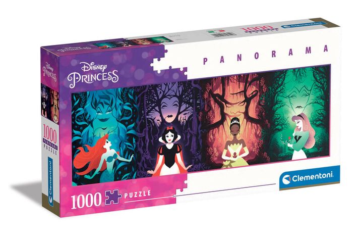 CLEMENTONI - Puzzle 1000 dielikov panorama - Disney princezné