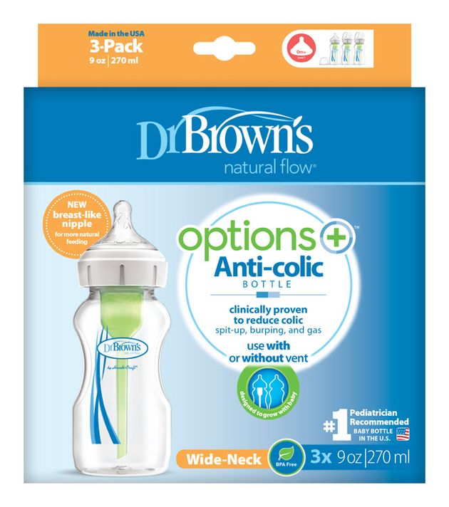 DR.BROWNS - Fľaša antikolik Options+ široké hrdlo 3x270ml plast (WB93600)