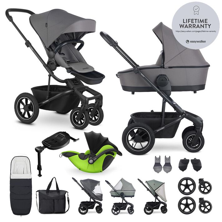 EASYWALKER - Kočík kombinovaný Harvey? Pebble Grey XXL AIR + KIDDY Evoluna i-size 2 + základňa