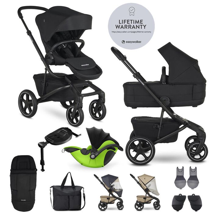 EASYWALKER - Kočík kombinovaný Jimmey Pepper Black XXL RWS + KIDDY Evoluna i-size 2 + základňa