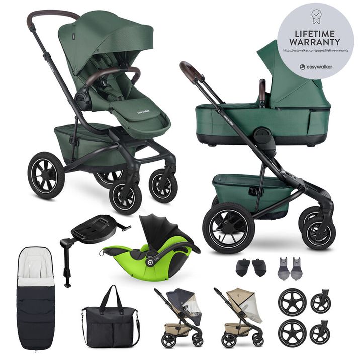 EASYWALKER - Kočík kombinovaný Jimmey Pine Green XXL AIR + RWS + KIDDY Evoluna i-size 2 + základňa