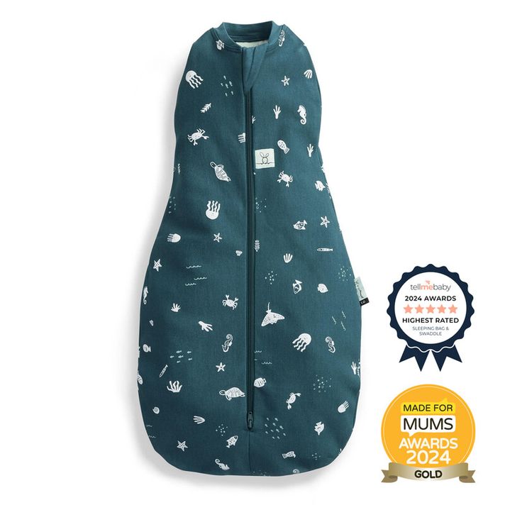 ERGOPOUCH - Zavinovačka a vak na spanie 2v1 Cocoon Ocean 0-3 m, 3-6 kg, 0,2 tog