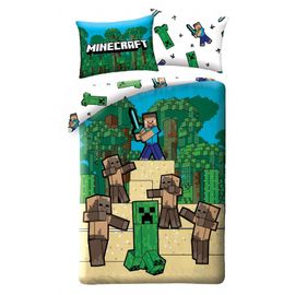 HALANTEX - Obojstranné bavlnené obliečky MINECRAFT Creeper a Steve, 140/200+70/90, MNC-325BL