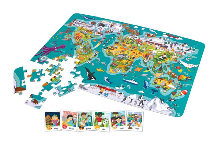 HAPE - Detské puzzle - Mapa sveta 2 v 1