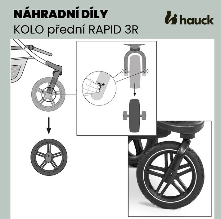 HAUCK - Koleso predné RAPID 3 BLACK