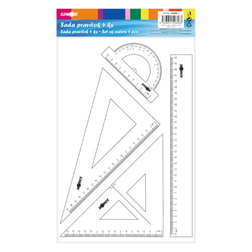 JUNIOR - Sada pravítok - 4 ks, transparentná