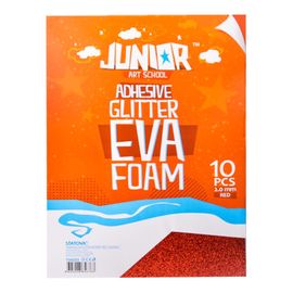 JUNIOR-ST - Dekoračná pena A4 EVA Glitter červená samolepiaca 2,0 mm, sada 10 ks