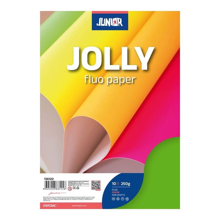 JUNIOR-ST - Dekoračný papier A4 Fluo zelený 250 g, sada 10 ks