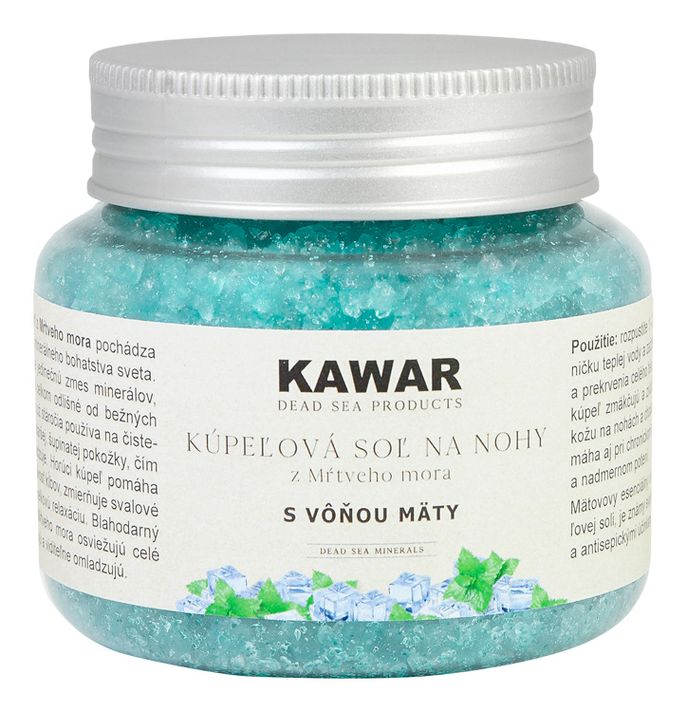 KAWAR - Kúpeľová soľ na nohy z Mŕtveho mora 250g s vôňou mäty so 100 % čistým prírodným esenciálnym olejom