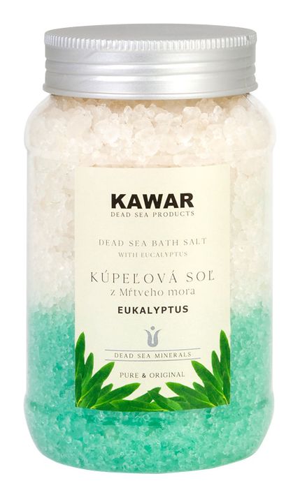 KAWAR - Kúpeľová soľ z Mŕtveho mora 500g s vôňou eukalyptu so 100 % čistým prírodným esenciálnym olejom