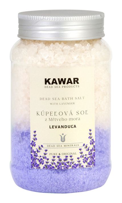 KAWAR - Kúpeľová soľ z Mŕtveho mora 500g s vôňou levandule so 100 % čistým prírodným esenciálnym olejom
