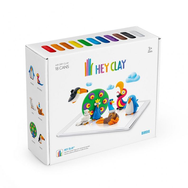 KIDS LICENSING - HEY CLAY Kreatívna modelovacia súprava - Vtáky (18 kusov modelovacej hmoty)