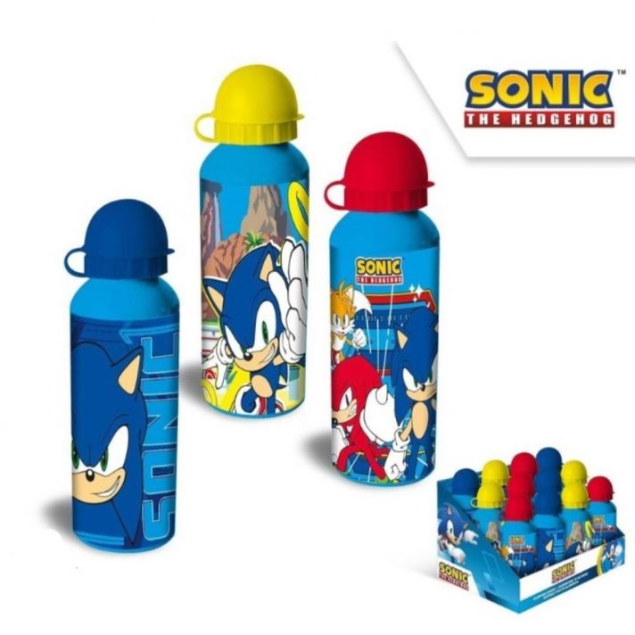 KIDS LICENSING - Hliníková fľaša na pitie Ježko Sonic / červený vrchnák, 500ml, SN7141MC