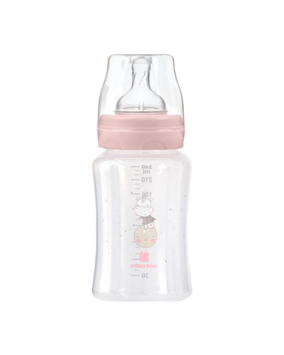 KIKKABOO - Dojčenská fľaša 240ml 3m+ Hippo Dreams Pink