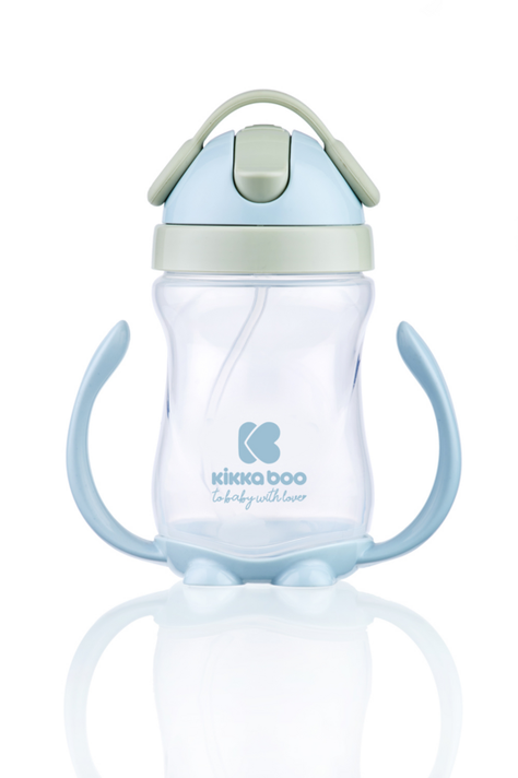 KIKKABOO - Hrnček so silikónovou slamkou 300ml 12m+ Blue