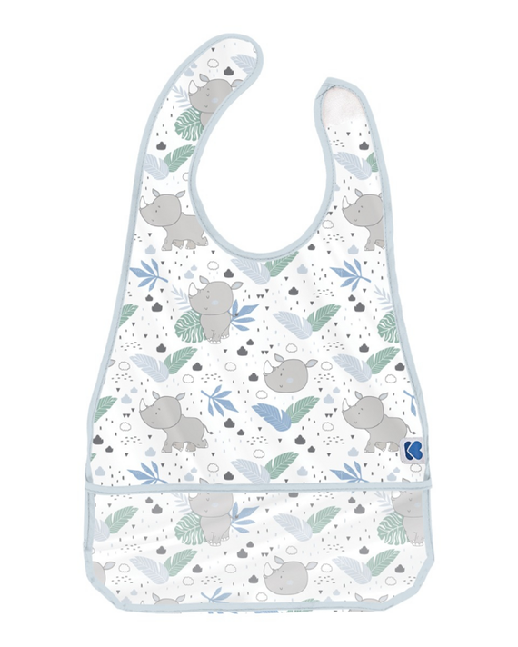 KIKKABOO - Podbradník plastový s vreckom Savanna Pattern Blue