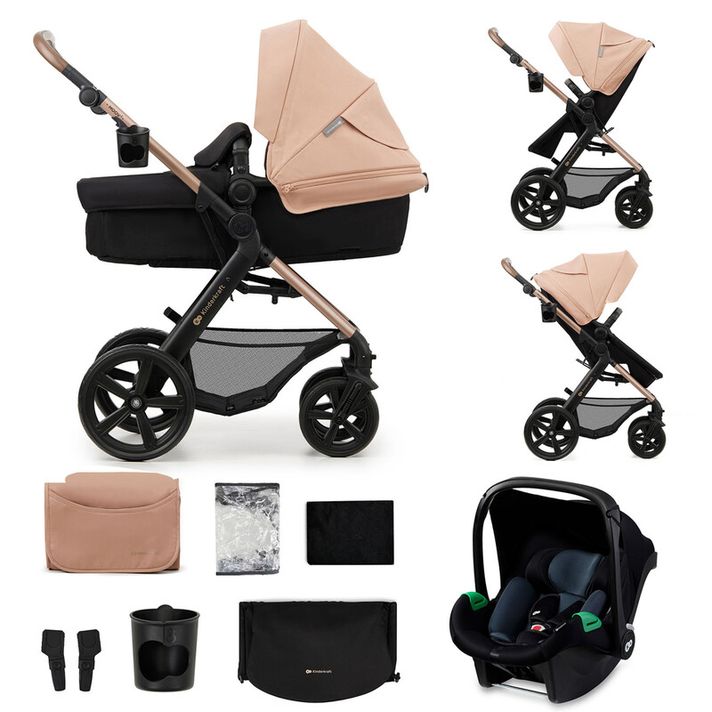 KINDERKRAFT - Kočík kombinovaný Moov 2 3v1 Sand Beige - penové kolesá