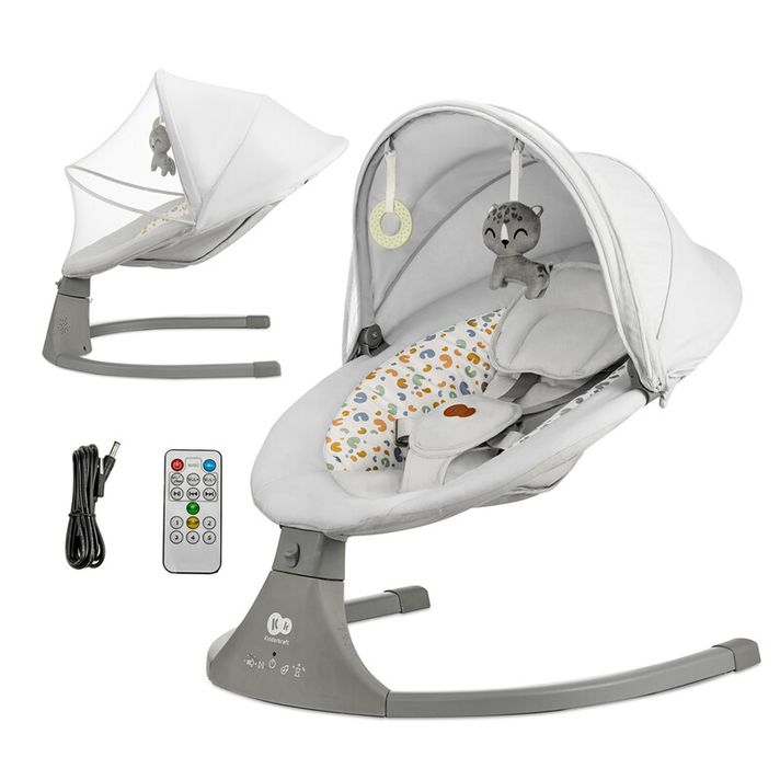 KINDERKRAFT - Lehátko pohupujúce s melódiou 2v1 Lumi, do 9 kg, Premium Light Grey