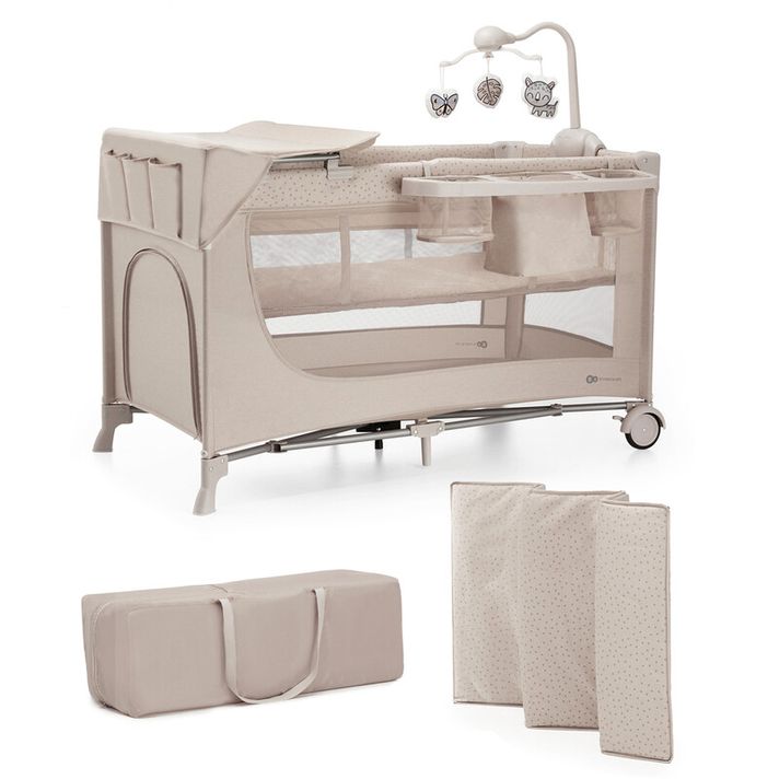 KINDERKRAFT - Postieľka cestovná Joy 2 s doplnkami Beige